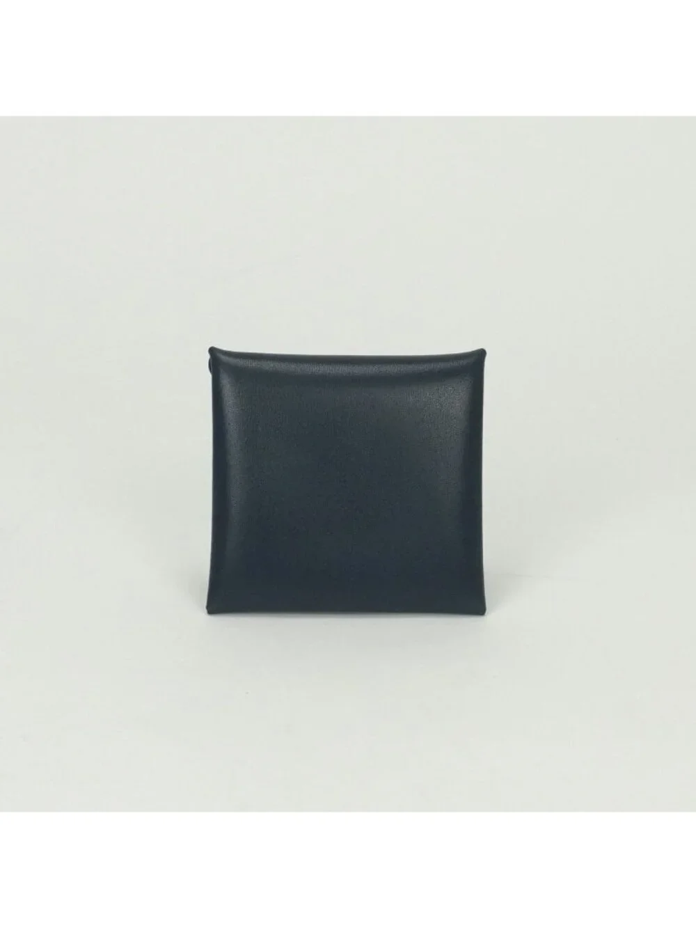 Hermes Bastia Verso Wallet Coin Purse Box Calf Blue Silver